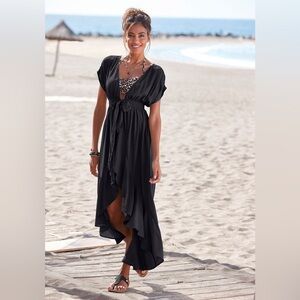 Lascana s.Oliver Black Ruffle Swim Coverup NWT size 12